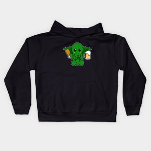 Cute Cthulhu With Chicken And Beer Kids Hoodie